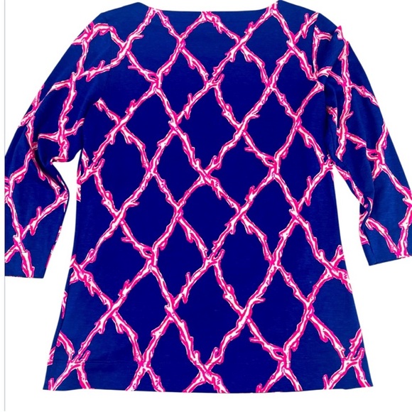 Lilly Pulitzer ALIDA TOP Santorini Blue Deep Dive S - Picture 6 of 9